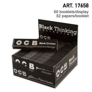 OCB | Black Premium Long, narrow papers, 109 x 44 mm, 50 booklets in display /32 leaves in one book