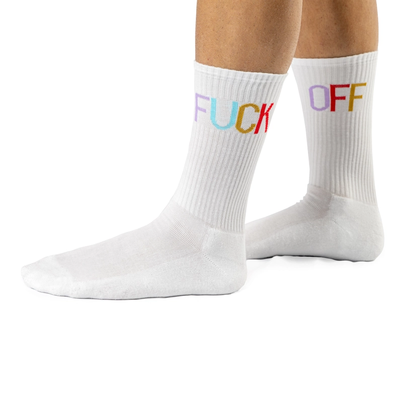 0642cccecb50a1b5c6aa5519d6ac3e8145823363868b42215b176a366766b9a5 FUCK OFF Multicolored Socks - Image 2