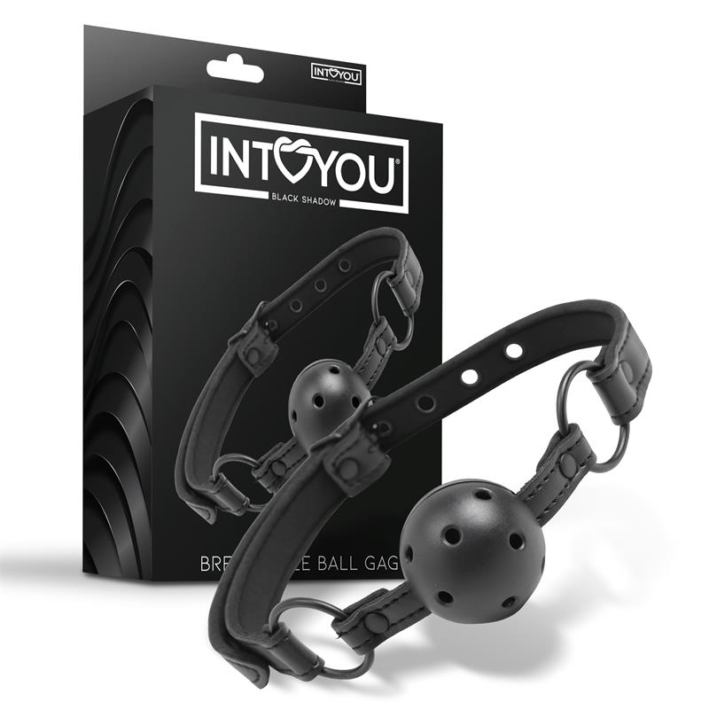 1-adjustable-brrathable-ball-gag-vegan-leather BLACK SHADOW Adjustable Breathable Ball Gag Vegan Leather - INTOYOU - Image 1