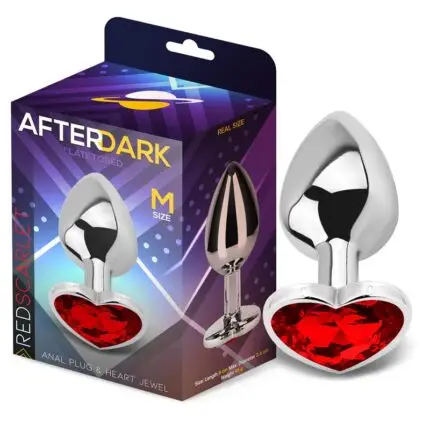 Butt Plug with Heart Jewel Corazón Red Scarlet Size M - AFTERDARK