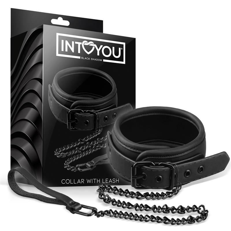 1-collar-with-leash-vegan-leather BLACK SHADOW Collar with Leash Vegan Leather - INTOYOU - Image 1