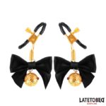 BDSM LINE Nipple clamps with Bow Black - LATETOBED