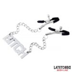 BDSM LINE Nipple clamps with Chain – Bitch - LATETOBED