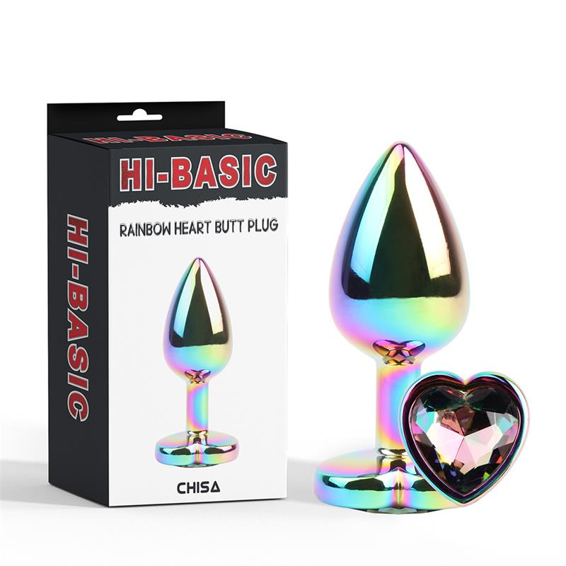 1-rainbow-effect-metal-butt-plug-with-heart-jewel-27 CHISA Rainbow Effect Metal Butt Plug with Heart Jewel 2,7" - Image 1