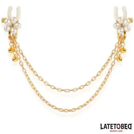 BDSM LINE Pearl Nipple Clamps With Chain - LATETOBED