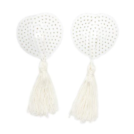 BDSM LINE Sequin Nipple Cover with Tassel White - LATETOBED