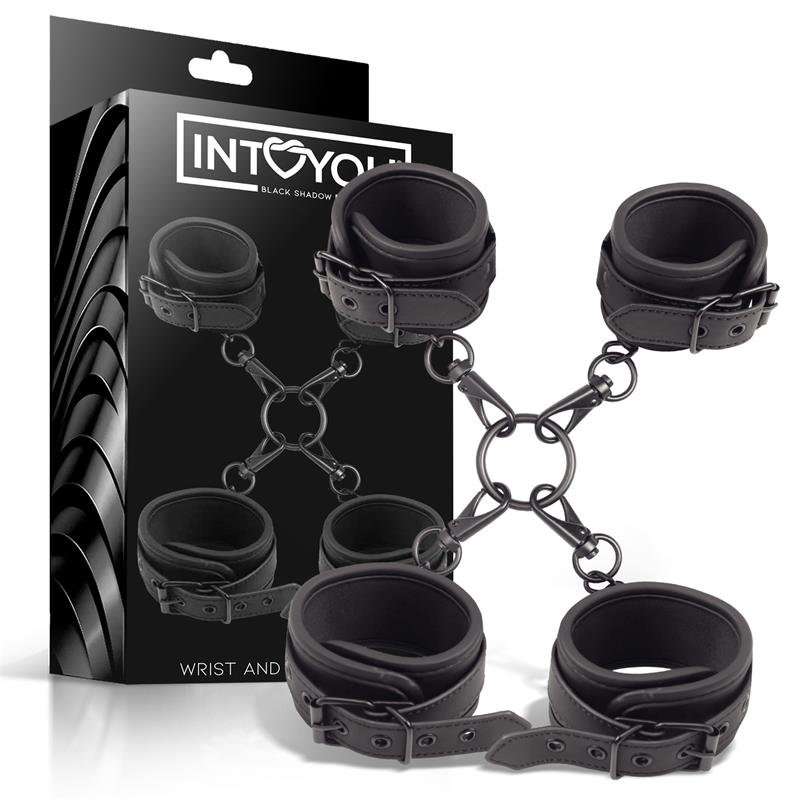1-wrist-and-ankle-cuffs-set-vegan-leather BLACK SHADOW Wrist and Ankle Cuffs Set Vegan Leather - INTOYOU - Image 1