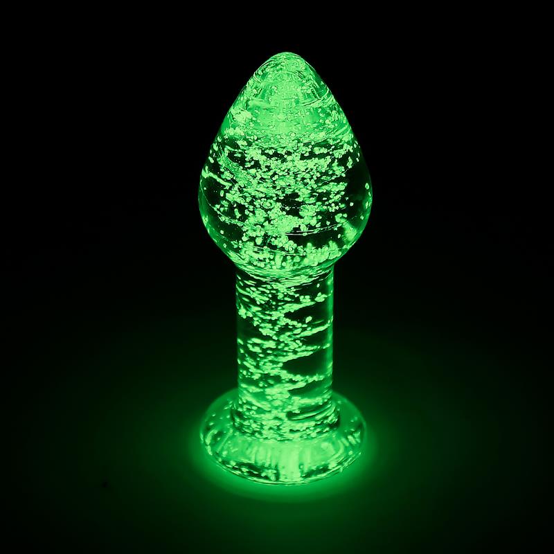 2-glow-in-the-dark-glass-butt-plug SHINING LINE Glow in the Dark Glass Butt Plug - INTOYOU - Image 2