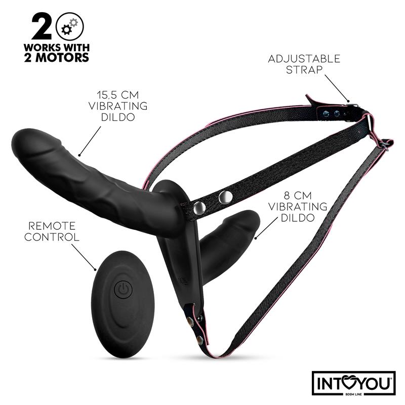 2-jordan-strap-on-with-double-vibrating-dildo-and-remote BDSM LINE Jordan Strap-on with Double Vibrating Dildo and Remote - INTOYOU - Image 2