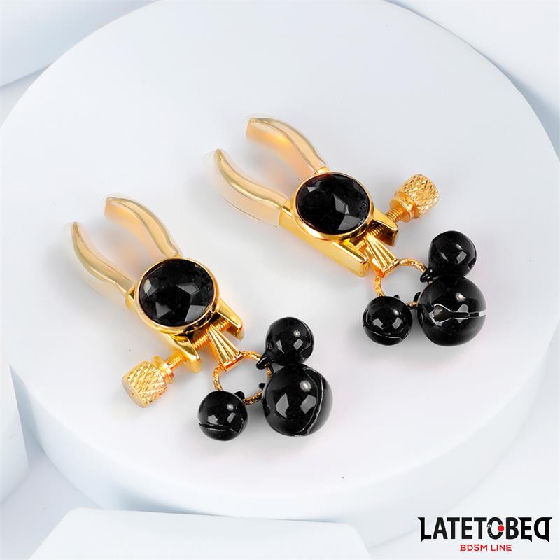 2-nipple-clamps-with-bell BDSM LINE Nipple Clamps With Bell - LATETOBED - Image 2