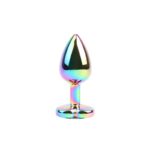 CHISA Rainbow Effect Metal Butt Plug with Heart Jewel 2,7" - Image 2