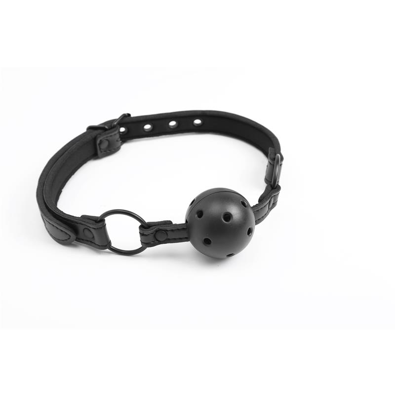 3-adjustable-brrathable-ball-gag-vegan-leather BLACK SHADOW Adjustable Breathable Ball Gag Vegan Leather - INTOYOU - Image 3