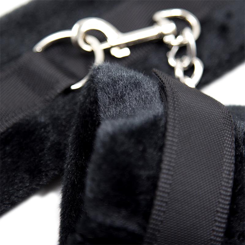 3-handcuffs-with-velcro-with-long-fur-black BDSM LINE Handcuffs with Velcro with Long Fur Black - INTOYOU - Image 3