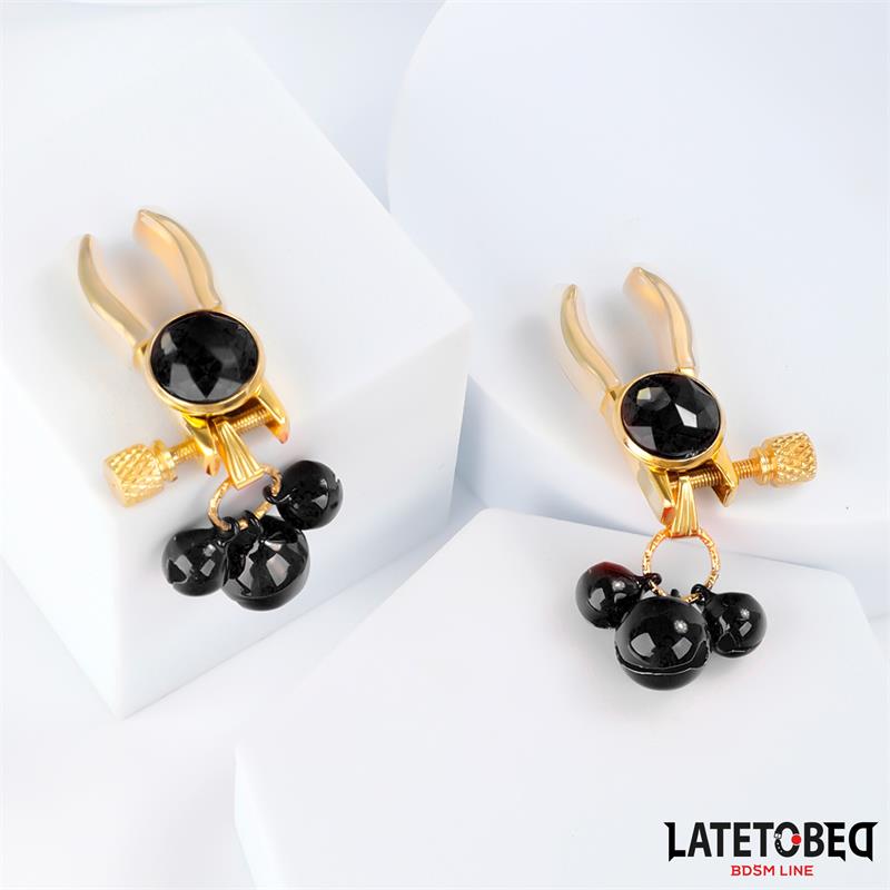 3-nipple-clamps-with-bell BDSM LINE Nipple Clamps With Bell - LATETOBED - Image 3