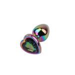 CHISA Rainbow Effect Metal Butt Plug with Heart Jewel 2,7" - Image 3