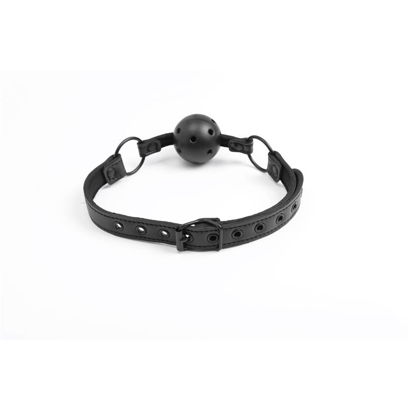 4-adjustable-brrathable-ball-gag-vegan-leather BLACK SHADOW Adjustable Breathable Ball Gag Vegan Leather - INTOYOU - Image 4