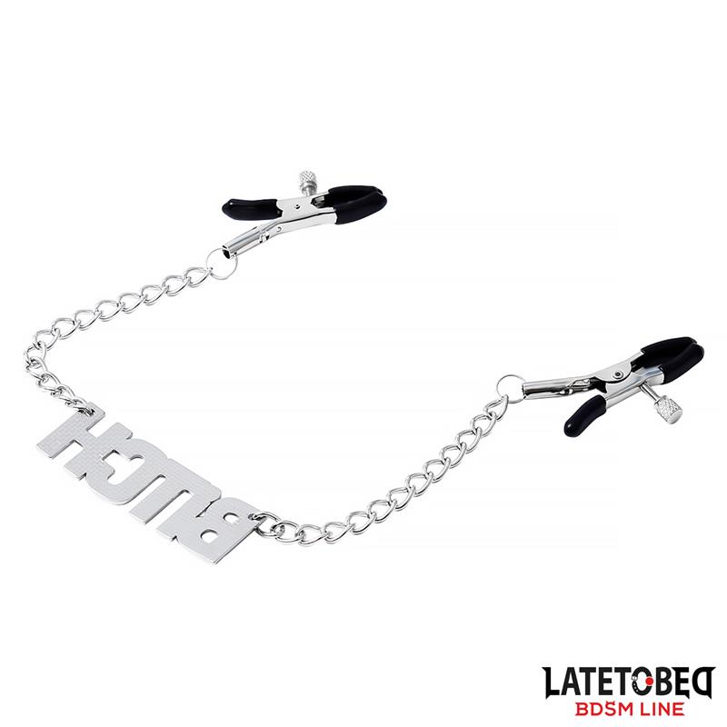 4-nipple-clamps-with-chain-bitch BDSM LINE Nipple clamps with Chain – Bitch - LATETOBED - Image 4