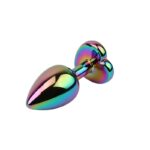 CHISA Rainbow Effect Metal Butt Plug with Heart Jewel 2,7" - Image 4