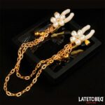 BDSM LINE Pearl Nipple Clamps With Chain - LATETOBED - Image 4