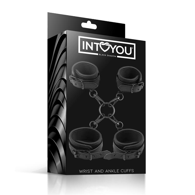 4-wrist-and-ankle-cuffs-set-vegan-leather BLACK SHADOW Wrist and Ankle Cuffs Set Vegan Leather - INTOYOU - Image 4