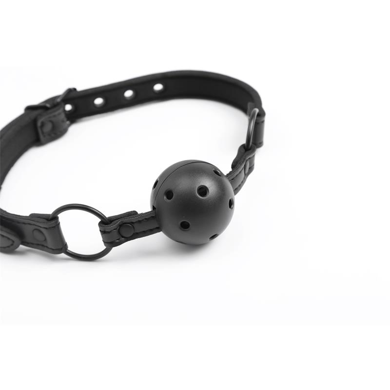 5-adjustable-brrathable-ball-gag-vegan-leather BLACK SHADOW Adjustable Breathable Ball Gag Vegan Leather - INTOYOU - Image 5