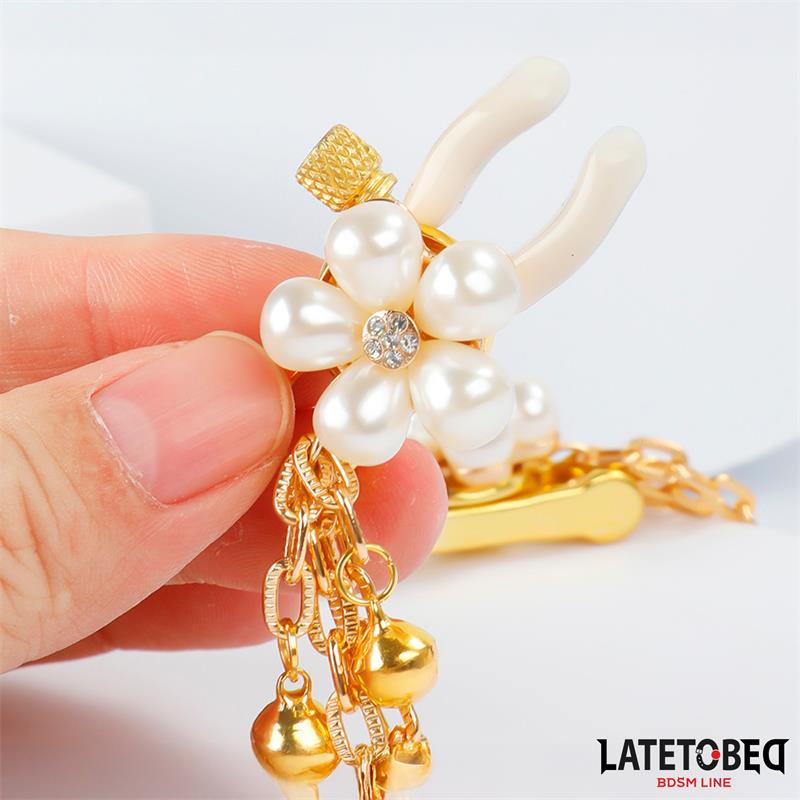 5-rearl-nipple-clamps-with-chain BDSM LINE Pearl Nipple Clamps With Chain - LATETOBED - Image 5