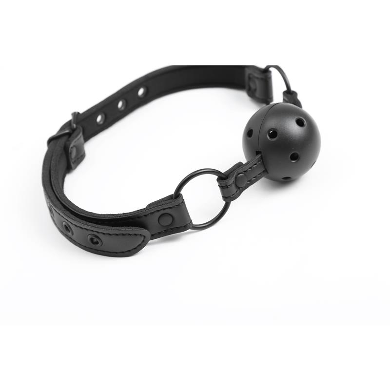 6-adjustable-brrathable-ball-gag-vegan-leather BLACK SHADOW Adjustable Breathable Ball Gag Vegan Leather - INTOYOU - Image 6