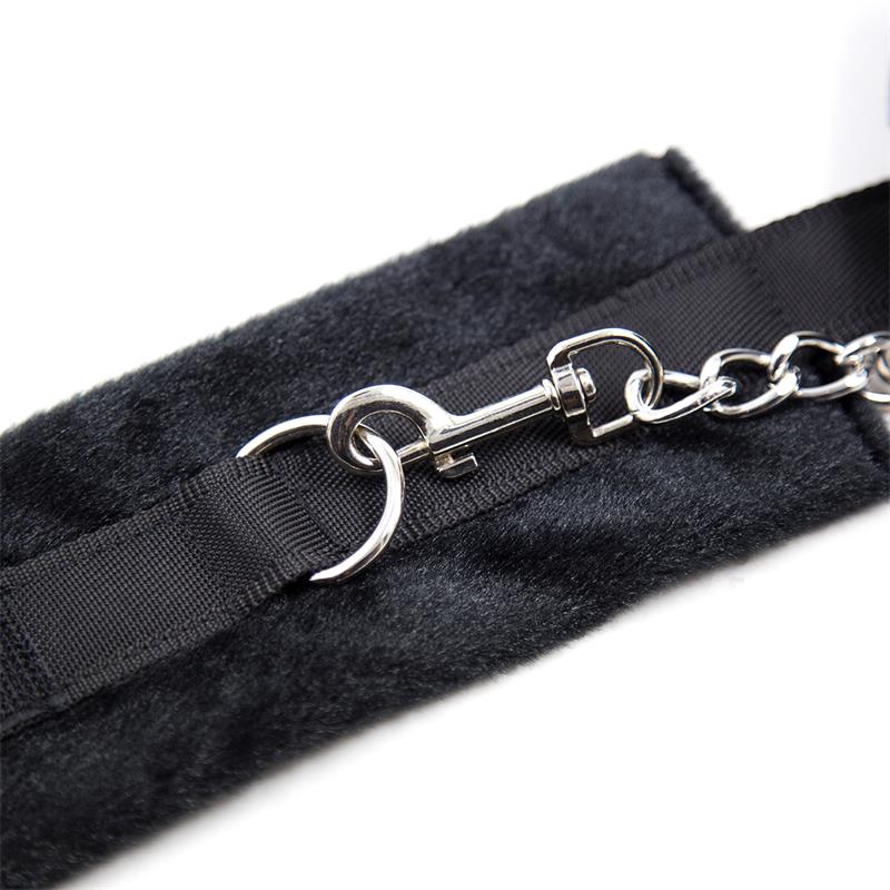 6-handcuffs-with-velcro-with-long-fur-black BDSM LINE Handcuffs with Velcro with Long Fur Black - INTOYOU - Image 6
