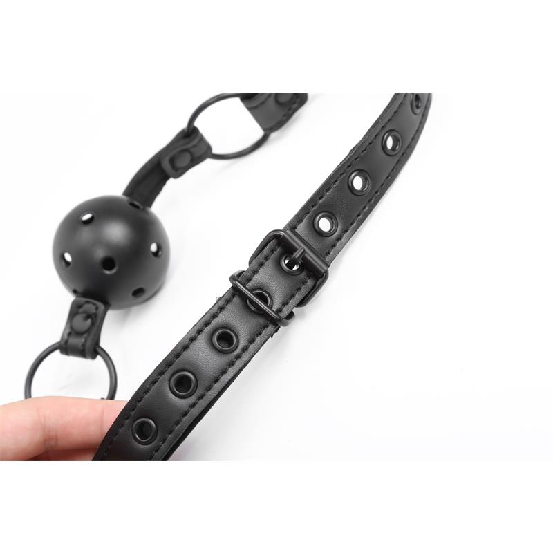 7-adjustable-brrathable-ball-gag-vegan-leather BLACK SHADOW Adjustable Breathable Ball Gag Vegan Leather - INTOYOU - Image 7