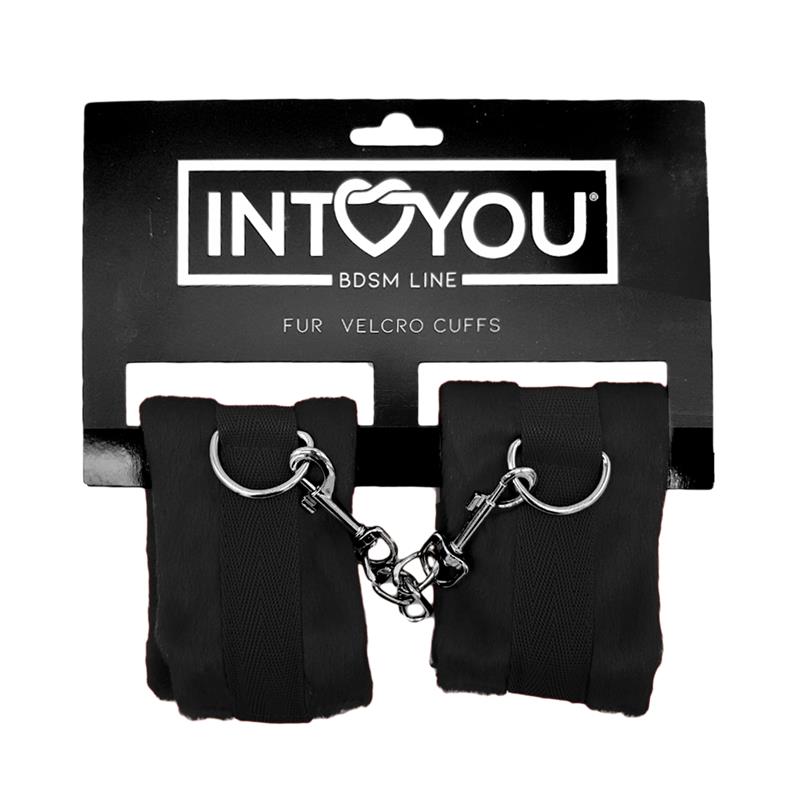 7-handcuffs-with-velcro-with-long-fur-black BDSM LINE Handcuffs with Velcro with Long Fur Black - INTOYOU - Image 7