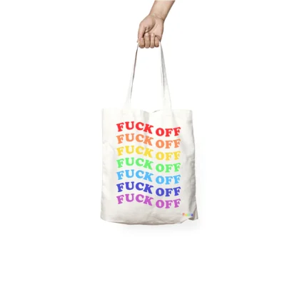 FUCK OFF Tote Bag Multicolor Rainbow