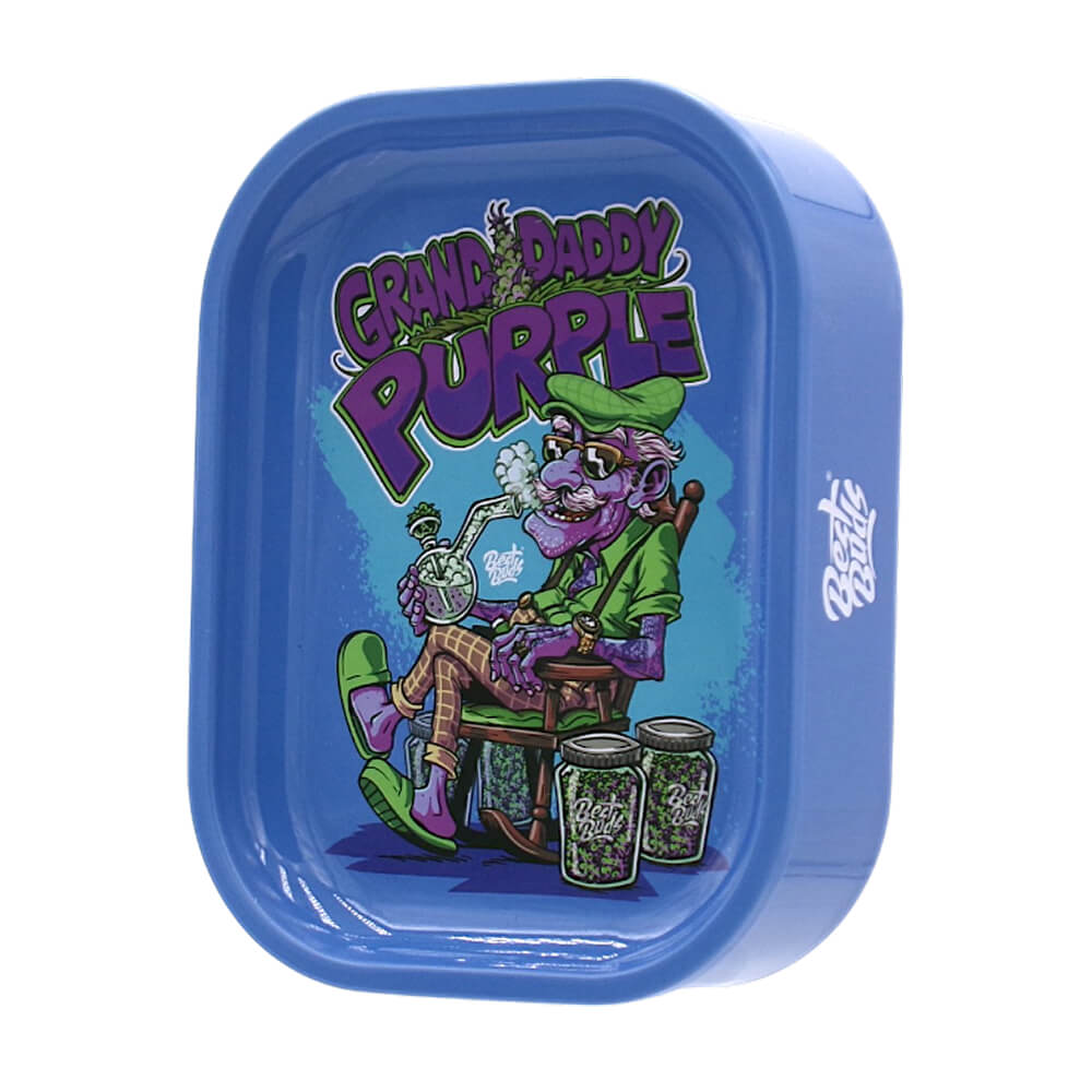 Best-Buds-Tin-Box-Rolling-Tray-with-Storage-Grand-Daddy-Purple-Wholesale-2 Grandaddy Purple Tin Box Rolling Tray with Storage - Best Buds - Image 2