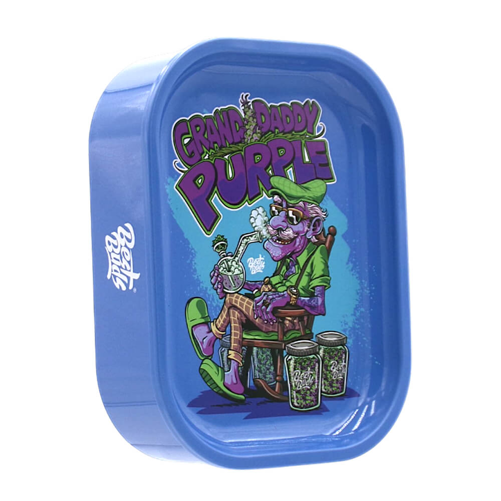 Best-Buds-Tin-Box-Rolling-Tray-with-Storage-Grand-Daddy-Purple-Wholesale-3 Grandaddy Purple Tin Box Rolling Tray with Storage - Best Buds - Image 3