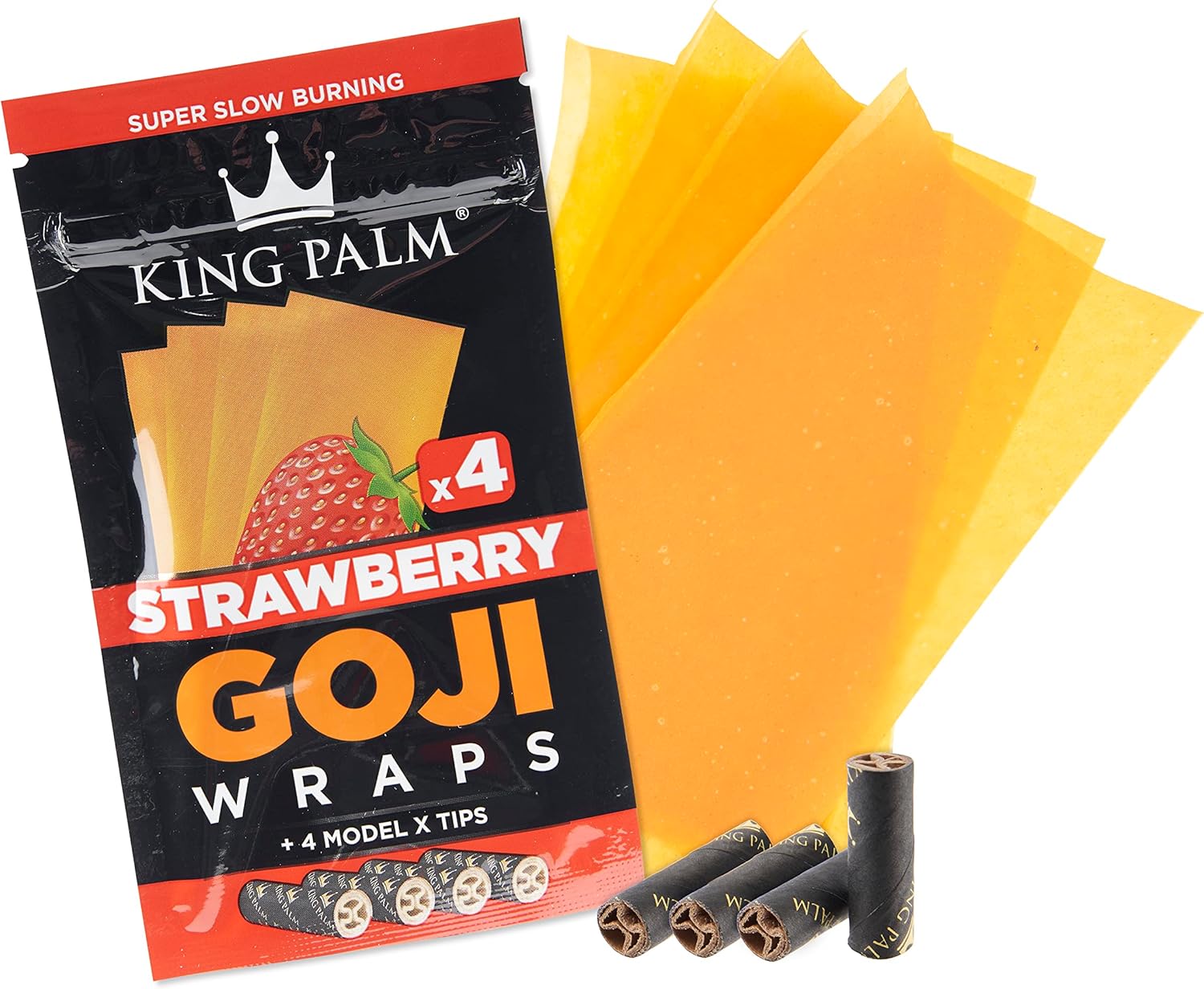 GOJI-STRAWBERRY King Palm Goji Wraps + Tips: Strawberry - 4x Wraps - Image 1