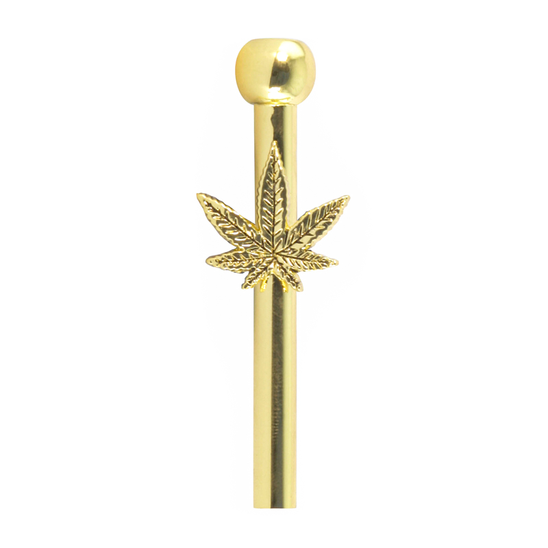 SNIFFER1 Sniffer Gold Metal Cannabis Leaf - Image 1