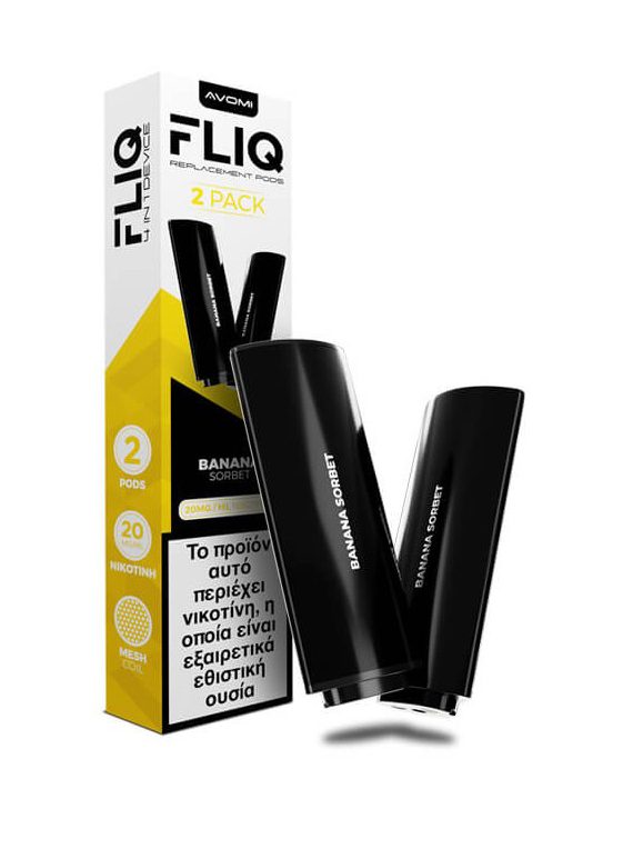 avomi-fliq-banana-sorbet-prefilled-pod-2ml-20mg-pack-of-2 AVOMI FLIQ Banana Sorbet Prefilled Pod 2ml 20mg 2τμχ - Image 1