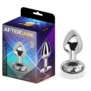 Butt Plug with Jewel Diamond White Size S Aluminium - AFTERDARK