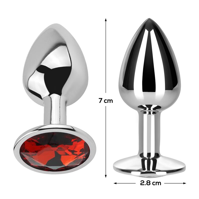 butt-plug-with-jewel-red-rubby-size-s-aluminium-2 Butt Plug with Jewel Red Ruby White Size S Aluminium - AFTERDARK - Image 3