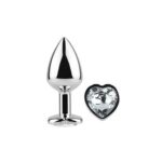 Clear Crystal Heart Metal Butt Plug Size S - SECRET PLAY - Image 2