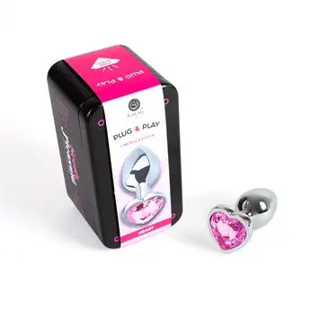 fuchsia-heart-metal-butt-plug-size-s Fuchsia Heart Metal Butt Plug Size S - SECRET PLAY - Image 1
