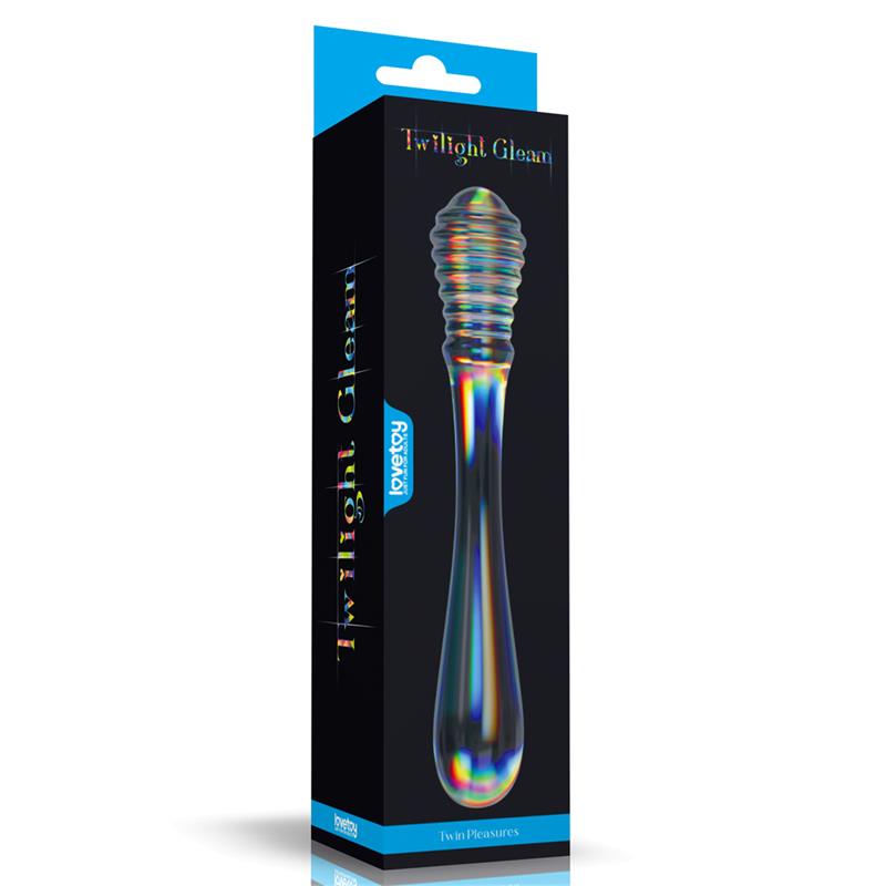 glow-in-the-dark-glass-dildo-twilight-gleam-twin-pleasures GLow in the Dark Glass Dildo Twilight Gleam Twin Pleasures - LOVETOY - Image 1