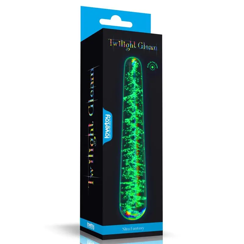 glow-in-the-dark-twilight-gleam-glass-dildo-slim Glow in the Dark Glass Dildo Twilight Gleam Slim - LOVETOY - Image 1