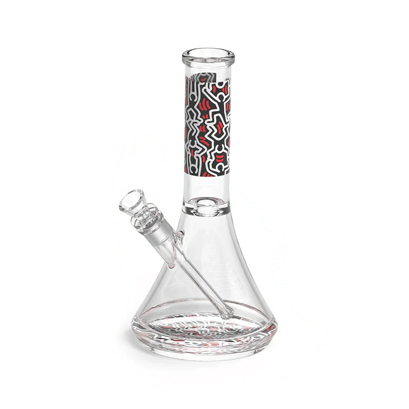 k-haring-glass-water-pipe-black-red-white KEITH HARING GLASS WATER PIPE BLKREDWHT - Image 1