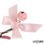 BDSM LINE Pink Bow Nipple Clamps with Bell - LATETOBED - Image 2