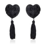 BDSM LINE Rose Heart Nipple Covers Black - LATETOBED