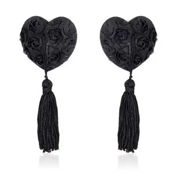 BDSM LINE Rose Heart Nipple Covers Black - LATETOBED