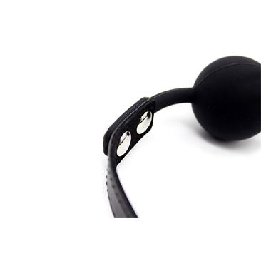 silicone-ball-gag-adjustable-black-1 BDSM LINE Silicone Ball Gag 4 cm Adjustable Black - LATETOBED - Image 2