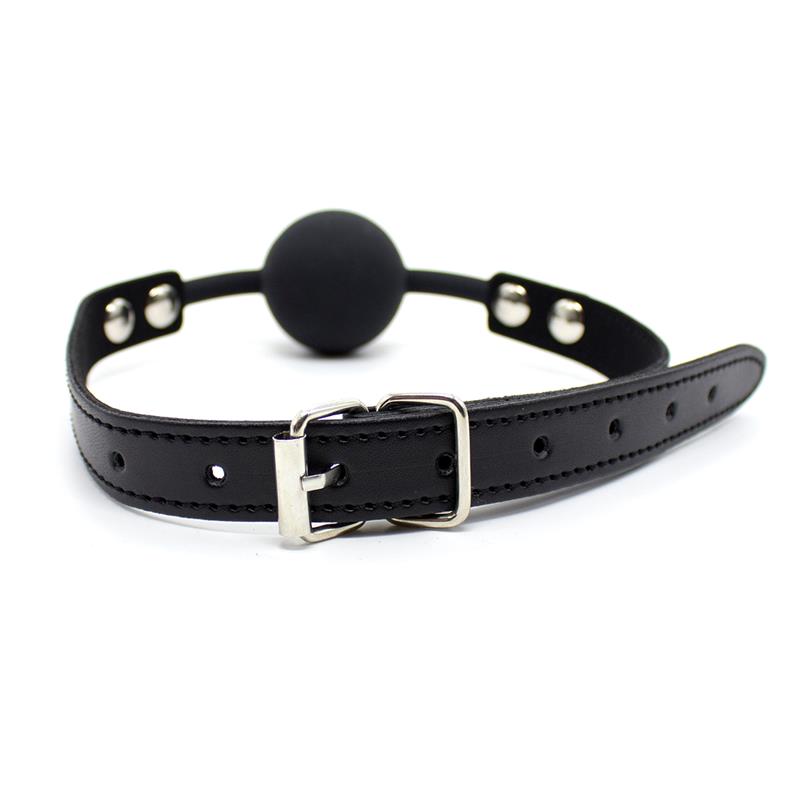silicone-ball-gag-adjustable-black-2 BDSM LINE Silicone Ball Gag 4 cm Adjustable Black - LATETOBED - Image 3