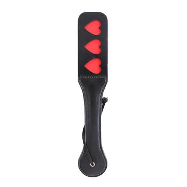 vegan-leather-paddle-with-hearts-32-cm BDSM LINE Vegan Leather Paddle with Hearts 32 cm - LATETOBED - Image 1