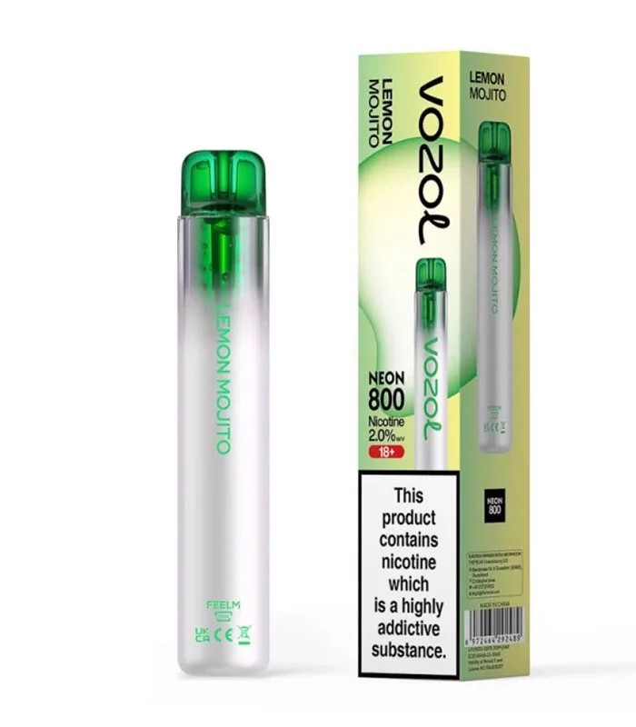 vozol-neon-800-lemon-mojito-20mg-2ml-mochito-lemoni-disposable VOZOL NEON LEMON MOJITO - Image 1